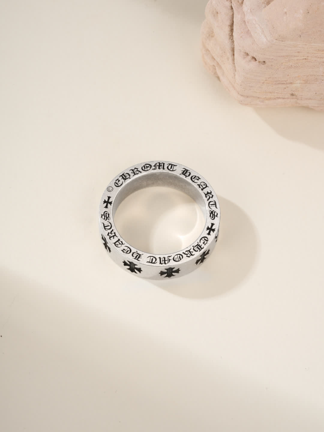 Chrome Hearts Silver Ring with 'GOD IS LOVE' Engraving